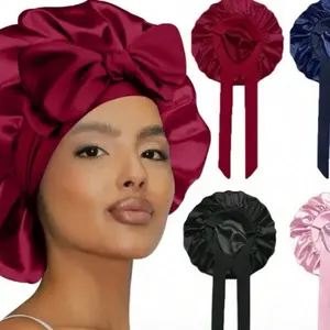 Luxury Satin Sleep Bonnet with Long Tie Band - Soft and Comfortable for Nighttime Use