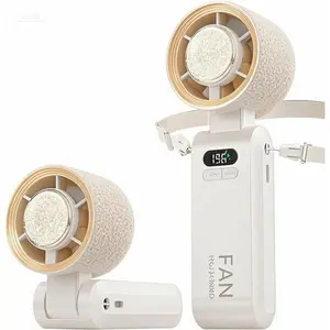 Rechargeable Mini Handheld Fan with Ice Cooler, 5500mAh Battery Portable Fan for Travel/Outdoor/Office, 20H Cooling Time Super Powerful 20000 RPM, Small Pocket Fan Adjustable Speed 1-199, White