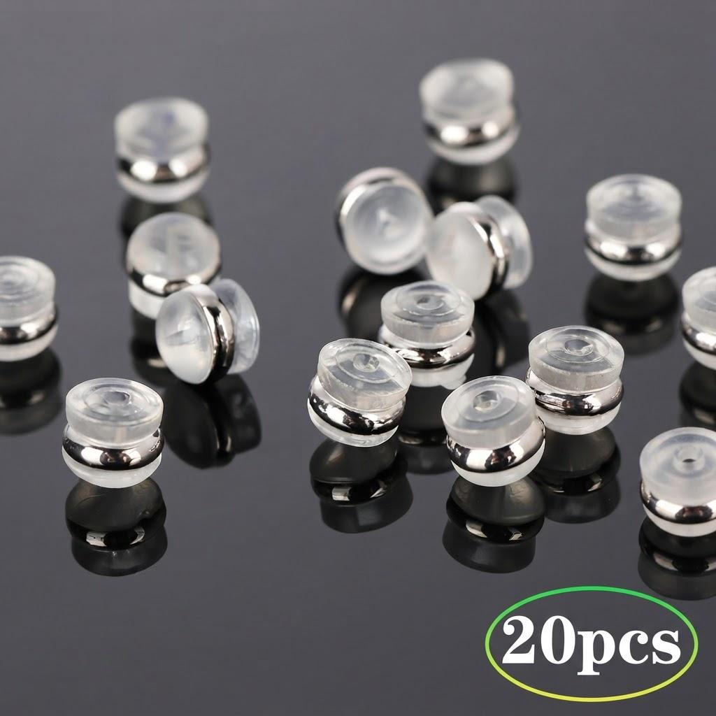 EMPTAN 20PCS Silicone Earring Backs – Hypoallergenic Soft Clear Silicone for Studs & Dangle Earrings, Secure Support for Heavy Earrings, DIY Jewelry Accessories, Earring Backings, Safety Earring Backstops
