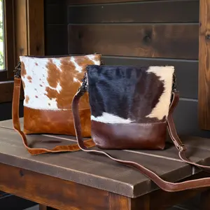 Genuine Cowhide Large Crossbody Bag Brown Leather Highlands Crossbody Purse