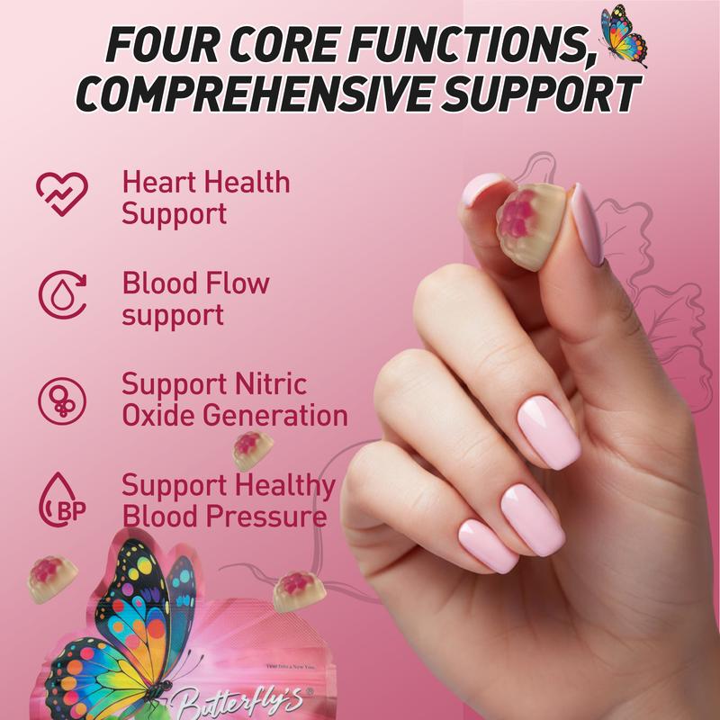 Butterfly’s Tear Hot Beetroot Gummies – Beet Root, Cayenne, Turmeric & Cinnamon for Cardiovascular, Brain & Focus Support – 60 Gummies
