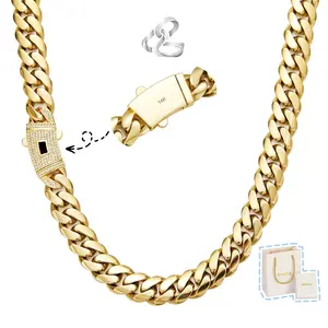 14K Real Gold-Plated Cuban Necklace The LatestElectroplating Process for Rust Prevention Waterproof,Fade-Proof Hypoallergenic Miami Link  Items 6-14mm Sizes Hip-Hop Style Fashion Timeless Shine forEvery Look men's jewelry y2k
