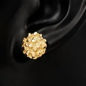 Double 10k Plated Earrings for Men and Women, Turtle Nugget design, Casual Daily Costume Jewelry Accessory