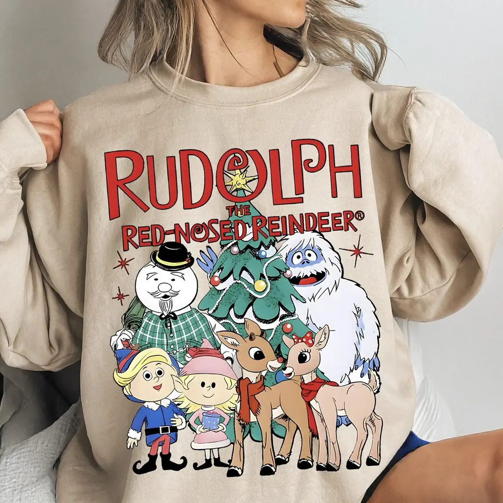 Cropped Rudolph Rudolph The Red Nosed Reindeer Christmas Sweatshirt, Rudolph Xmas ...