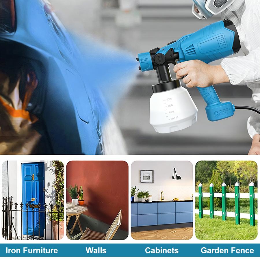 Electric Paint Sprayer for Home DIY - 3 Nozzles & Spray Patterns, Easy Clean Paint Gun for Walls, Furniture & Fences toolupgrade