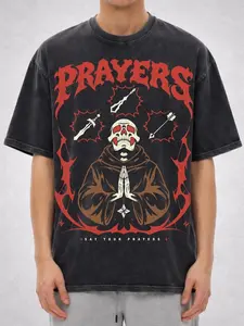 Say Your Prayers Shirt, Old School RuneScape Prayer Tee, OSRS Gamer T Shirt, Funny MMORPG Gaming Tee, Oversized Acid Wash Graphic T-Shirt, Gaming Fitness Streetwear Gift for Him