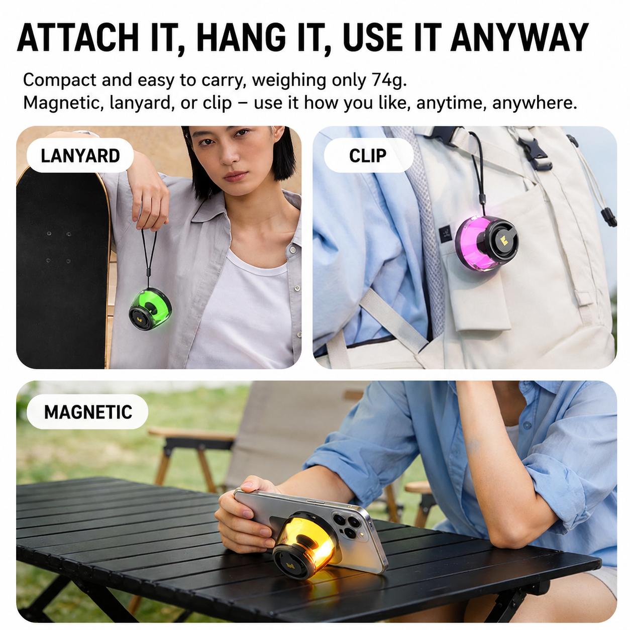 Monster Portable Mini Wireless Bluetooth Speaker, RGB Light Show, TWS Stereo Sound, 2 Speakers Pairing, 360° Surround Sound, Magnetic Suction, TF Card Support, Bluetooth 6.0, Ultra-Long Battery Life, for Home, Outdoor, Party - SummerWins - DealsForYouDays detail 6