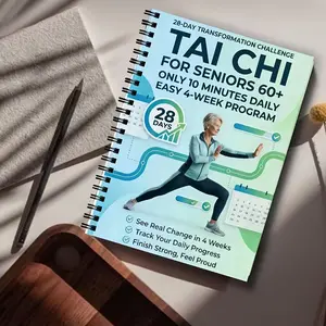 Senior & Beginner Tai Chi Practice Manual, Spiral Bound, Gradual Daily Exercises, Gentle Movements for Fitness, Training, Step-By-Step Guide