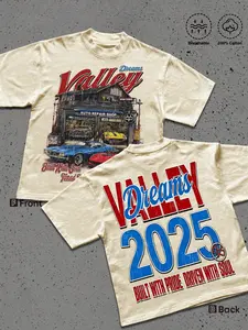 Men's Short Sleeve T-Shirt, Fitted, Letter Print, House Car Number Outdoor Comfort Sport Daily Campus Street Fashion