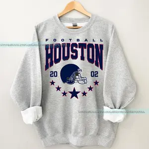 [Sale Up To 50%] Houston Football Crewneck Texan Sweatshirt, Vintage Houston Football Crewneck Sweatshirt, Houston Sweater, Houston Texan Fan Gift, Gift For Fan, Trendy USA Cotton Fabric