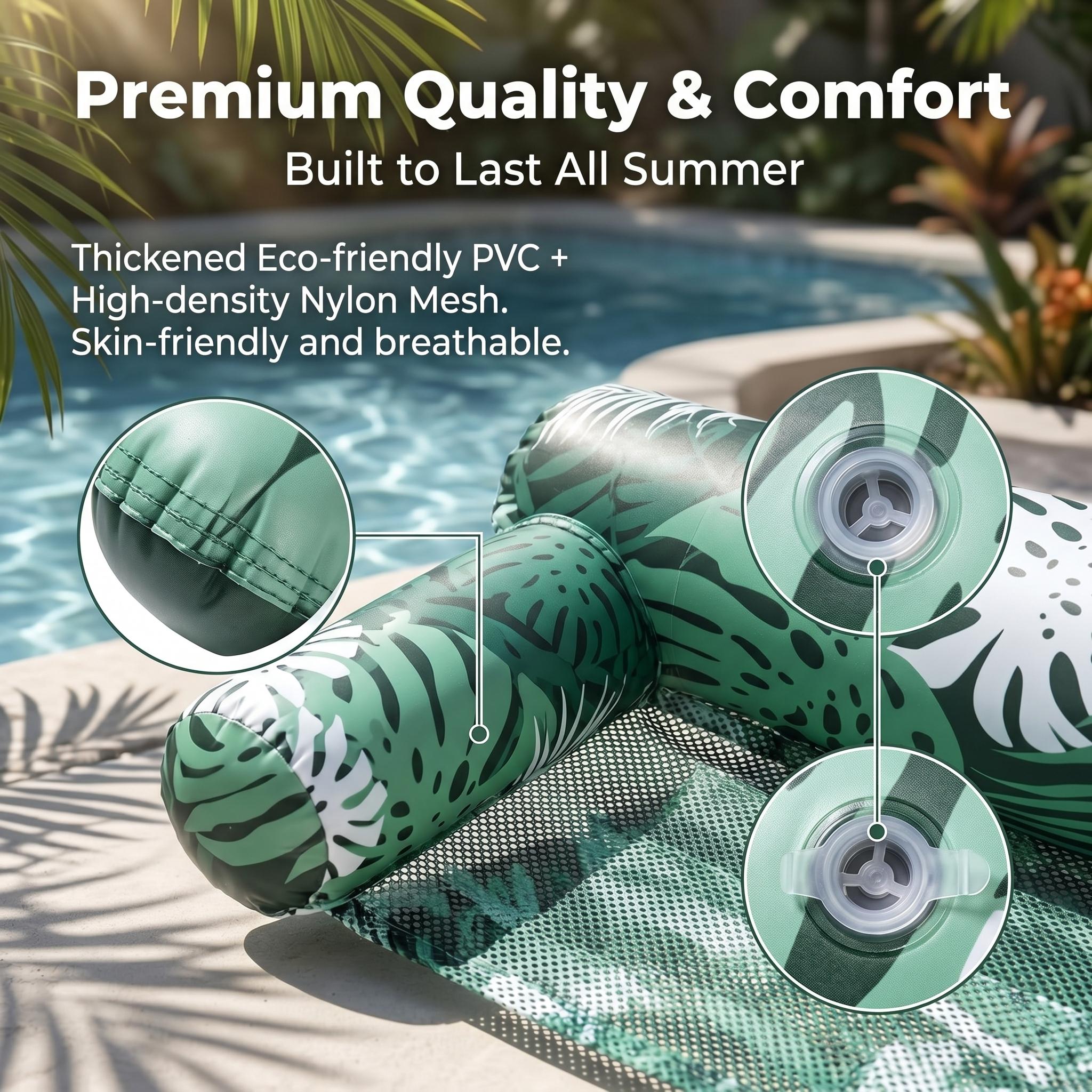 2-Pack Multi-Use Floating Lounger Inflatable Backrest Pool Chair Ideal for Summer Water Activities