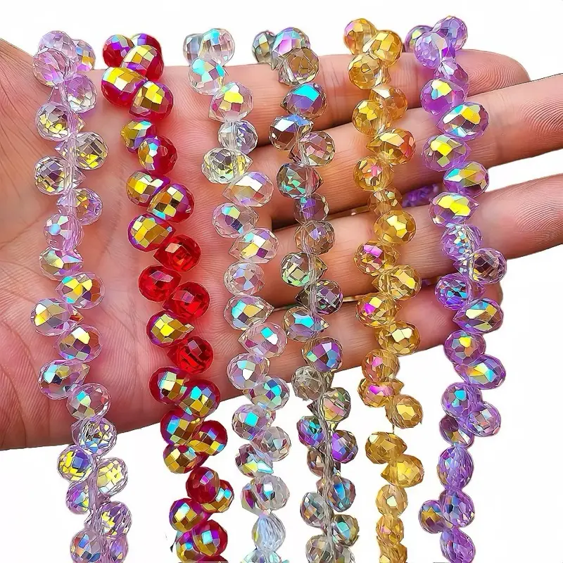 C008 Non-Natural Strawberry Crystal Beads (8x10mm) - Semi-Finished Jewelry Accessories for Keychain Making, DIY Projects, Beads Making