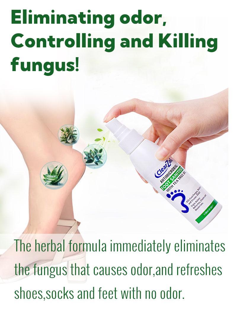 ClearZal Foot Sanitizer Spray with Tea Tree Oil, 4-Ounce Bottle ,Contains natural tea tree oil and aloe vera Long-lasting disinfectant and antibacterial spray [TAP]