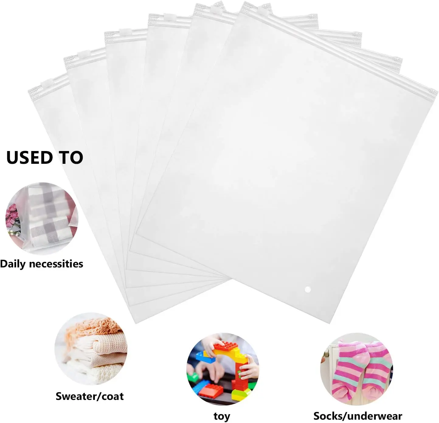 Matte Zipper Transparent Plastic Bag Frosted Zipper Plastic Packaging Bags for Wig Storage or Travel Storage
