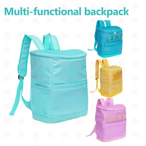 Insulated Cooler Backpack for Women with Chenille Letter Patches | Dopamine Bright Color Lunch Backpack for Picnic Beach Outdoor | Spring 2026 Spring Break Essentials Thermal Ice Bag Multi-functional