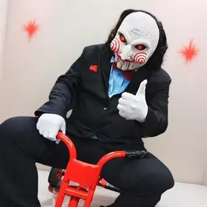Horror Chainsaw Scar Mask - Halloween Joker Mask Horror Full Head Latex Mask Puppet Costume vanny  mask，puppet costume，marionette costume