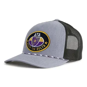 DELTA TAU DELTA 5-Panel Curved Bill Rope Trucker Snapback Hat with Mesh Back