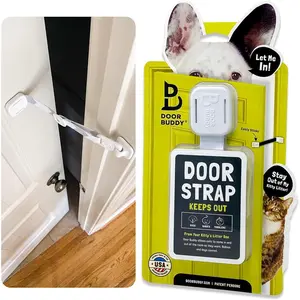 Pet Door Latch for Cats - Grey. Adjustable Cat Door Strap. Dog Proof Litter Box & Feeding Station Without Pet Gate. Most Customizable Cat Door Holder for Interior Door