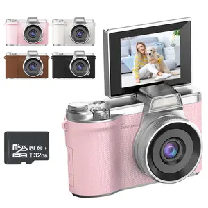 CCD Style Retro Camera - 180 ° Flip Screen Portable Digital Camera, Beginner Digital Camera, Front And Rear Dual Cameras For Students, Mini Camera For Children, 2.4-inch Screen With 32GB Memory Card, Card Reader, Birthday, Christmas And New Year Gifts