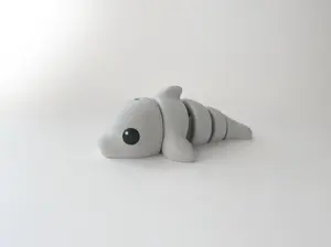 ZOU's Light Grey Dolphin Fidget Toy - Medium High-Quality 3D-Printed Articulated Buddy with Tiki-Taka Noise for Indoor and Outdoor Play Stress Relief