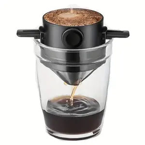 Portable Foldable Coffee Filter, Stainless Steel Easy Clean Reusable Coffee Filter, Coffee Making Tool for Home Office Outdoor Travel, Tea