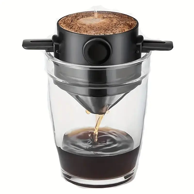 Portable Foldable Coffee Filter, Stainless Steel Easy Clean Reusable Coffee Filter, Coffee Making Tool for Home Office Outdoor Travel, Tea