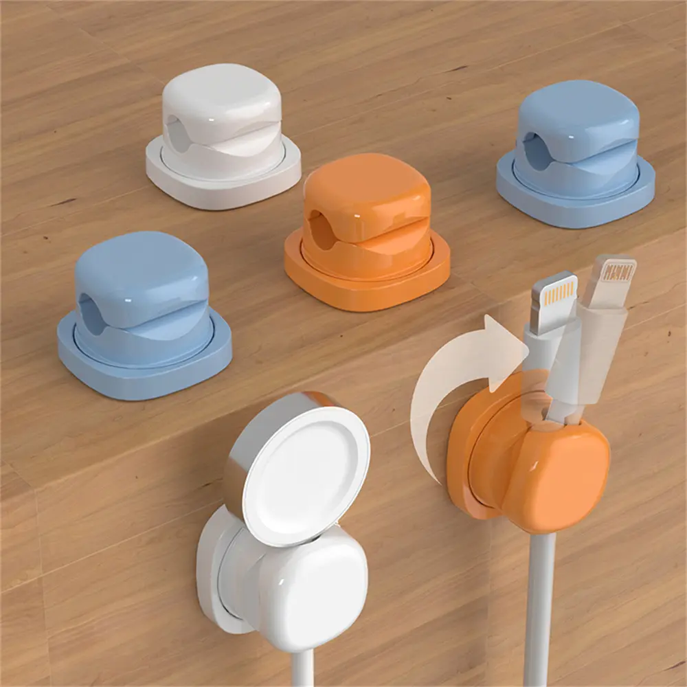 2026 Pack Upgraded 360° Rotatable Cord Organizer 6-Pack Spring Cable Clips Adhesive Lock for Desk Phone Charger Management Waterproof Office Accessories Installation cable organizer wire management