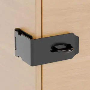 5 Inch 90° Right Angle Heavy Duty Extra Thick Stainless Steel Door Hasp Latch, Black Door Lock Padlock Latch Suitable for Cabinets Drawers Wooden Boxes Bookcases, 1 Pack
