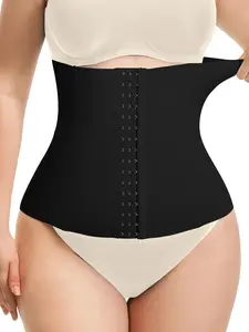 Women's Solid Color Hook And Eye Waist Trainer, High Stretch Seamless Double Layer Waist Cincher, Body Shaper for Women