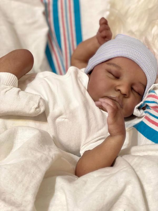 Reborn Baby Dolls 19 inch Eyes Closed  African American Black Soft Body Realistic Vinyl Toddler Real Life Baby Dolls Cloth Body Doll Toy Gift for Kids Age 3+