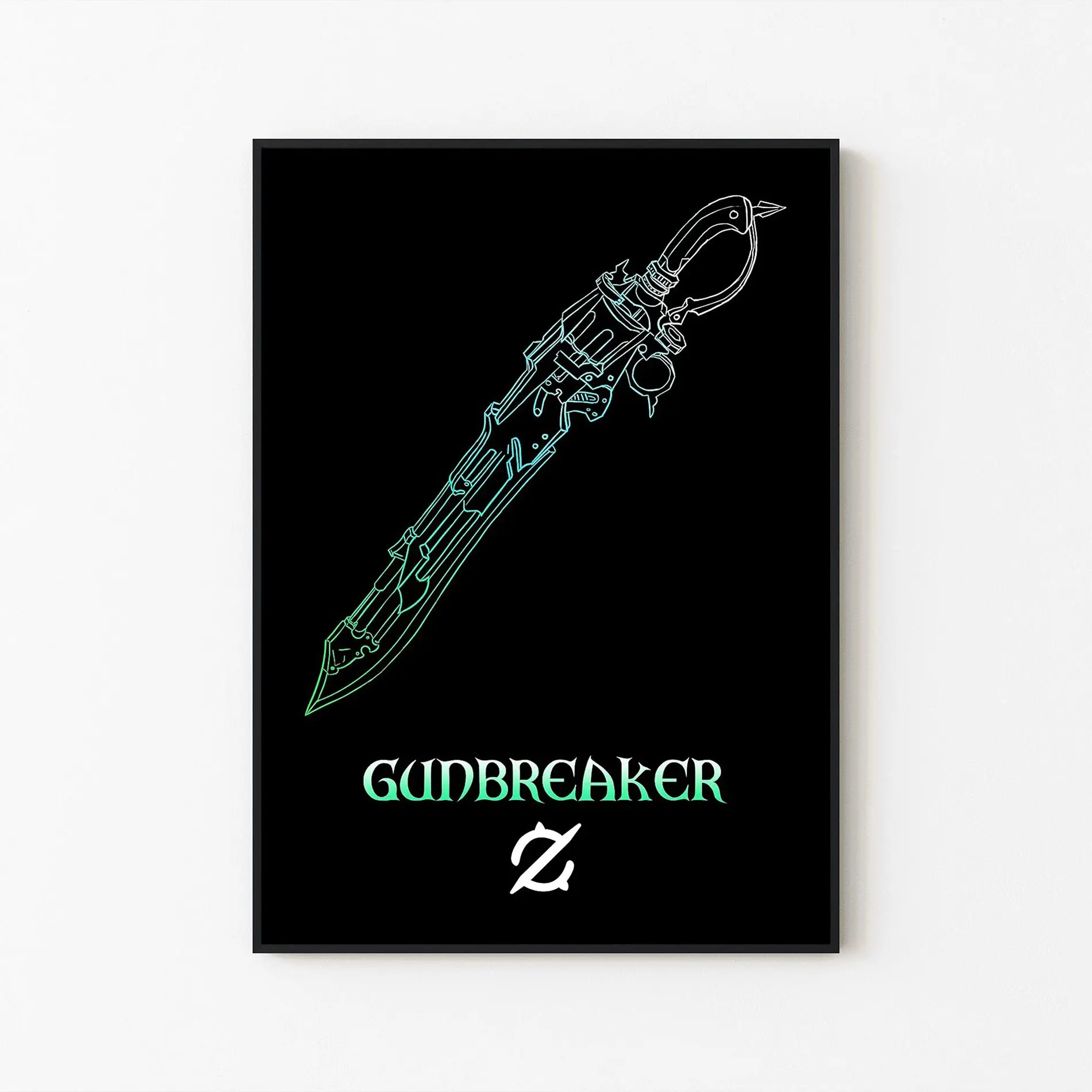 [New Gaming Decor - Sale Up To 40%] [Unframe] Gunbreaker FF14 Patent Print Poster, Fantasy Weapon Blueprint Wall Art, Gaming Room Decor, RPG Fan Artwork, Gift for Final Fantasy Fans