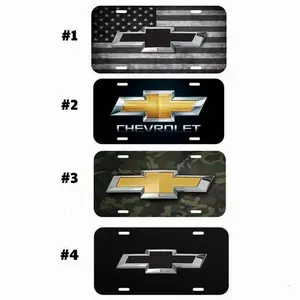 Chevrolet Bowtie Logo License Plate Collection – American Flag, Classic, Camo, Carbon Black 12"x6" Aluminum Vanity Car Tags for Car Truck Decor