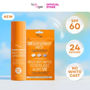 Block Party UV Glow & Blemish Protection Pack - SPF 60 Daily Sunscreen Lotion + 24pc Color Changing Cloud Pimple Patches Duo