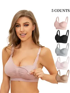 Women's Solid Color Push Up Nursing Bra, Soft Comfortable Breathable Maternity Bra, Maternity Lingerie for All Seasons