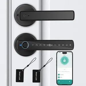 Smart Fingerprint Door Lock Keyless Entry Handle Biometric tech & App Control knob for Room Garage Office Apartment Local Data Storage