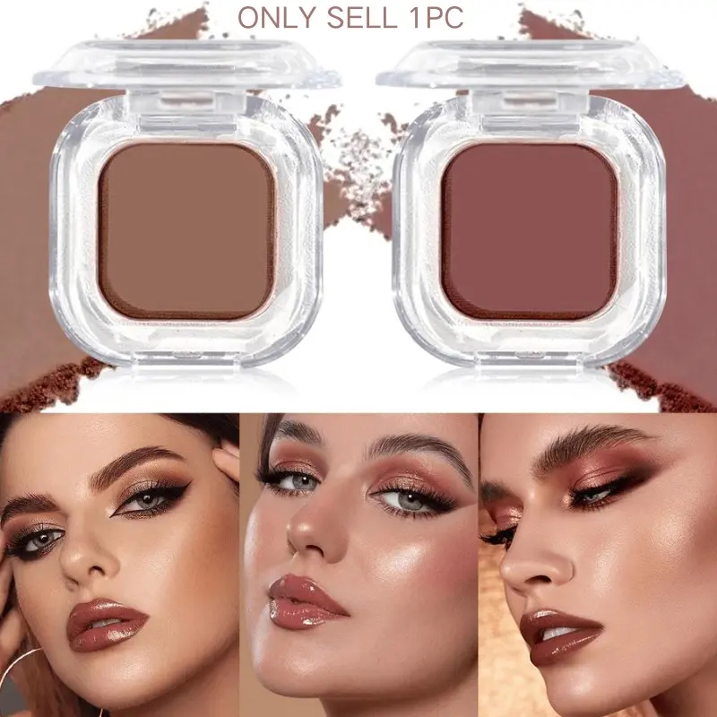 Matte Single Eyeshadow, High Pigment Neutral Brown Cosmetic Eyeshadow Palette, Long Lasting Blendable Waterproof Eye Makeup Products for Daily Smoky Look, Portable Travel Size