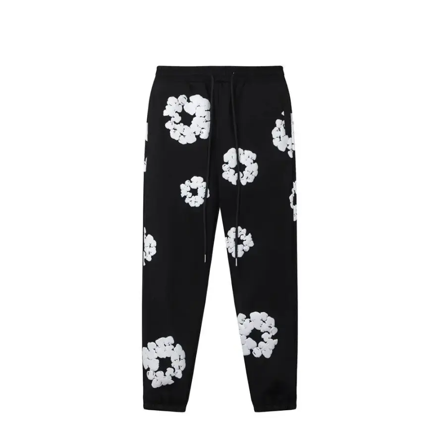 Men's Streetwear Sweatpants, Casual Elastic Waist Jogger Pants with Floral Print, Hip Hop Tapered Track Pants with Pockets