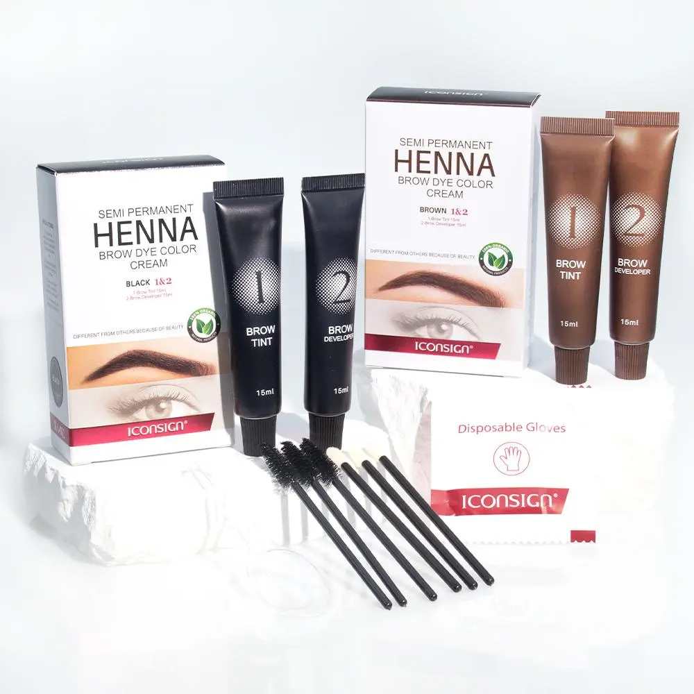 Eyebrow Dye Kit, 1 Box Long Lasting Waterproof Eyebrow Dye Kit, Natural Eyebrow Tinting Kit, Eye Brow Makeup Tool for Women, Eyebrow Shaper Set, Brow Brush, Black, Cosmetic, Eyebrow Tinting Cream