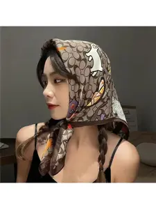 New Silk Square Scarf Women Luxury Floral Print Kerchief Soft Satin Hairband Hands Bag Ribbon Foulard Hijab Neckerchief Headband