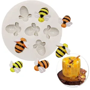 Bumble Bee Honeycomb Molds Silicone (7 Cavity) Fondant Tuile Molds with Hollow 3D Beehive Candy Lace Silicone Moulds for DIY Chocolate Fondant Candy Cookies Crafting Party Wedding Cake Sugar Dessert Decorating Baking Mold (Gray-White)