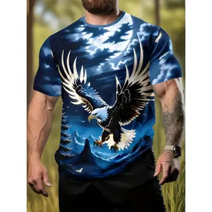 Men' Plus Size Oversized Round Neck T-Shirt - Short Sleeve Casual Tee with Subtle Digital Print Suitable for Spring Summer Fall, Machine Washable Comfortable Casual Attire, Versatile Outdoor Wear for Warm Weather (No Transparency), PLUS SIZE