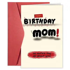 1PC Funny Birthday Card for Mom Grandma, Single Piece Birthday Card Happy Mom Birthday Card Gift, Humor Mother Birthday Card Gift From Son Daughter, Ideal Birthday Day Gift For Mom Her Women