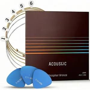(R) Guitar Strings I Acoustic guitar strings with Phosphor Bronze Coating I Brilliant Sound Quality I Includes 3 Picks