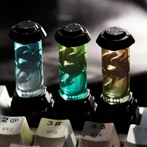Alien Specimen Culture Tube Translucent Resin Artisan Keycap, 3D Inner Carving Design, Compatible with Cross-Switch Mechanical Keyboards, For Keyboard Personalization & Desktop Decoration, Single Unit