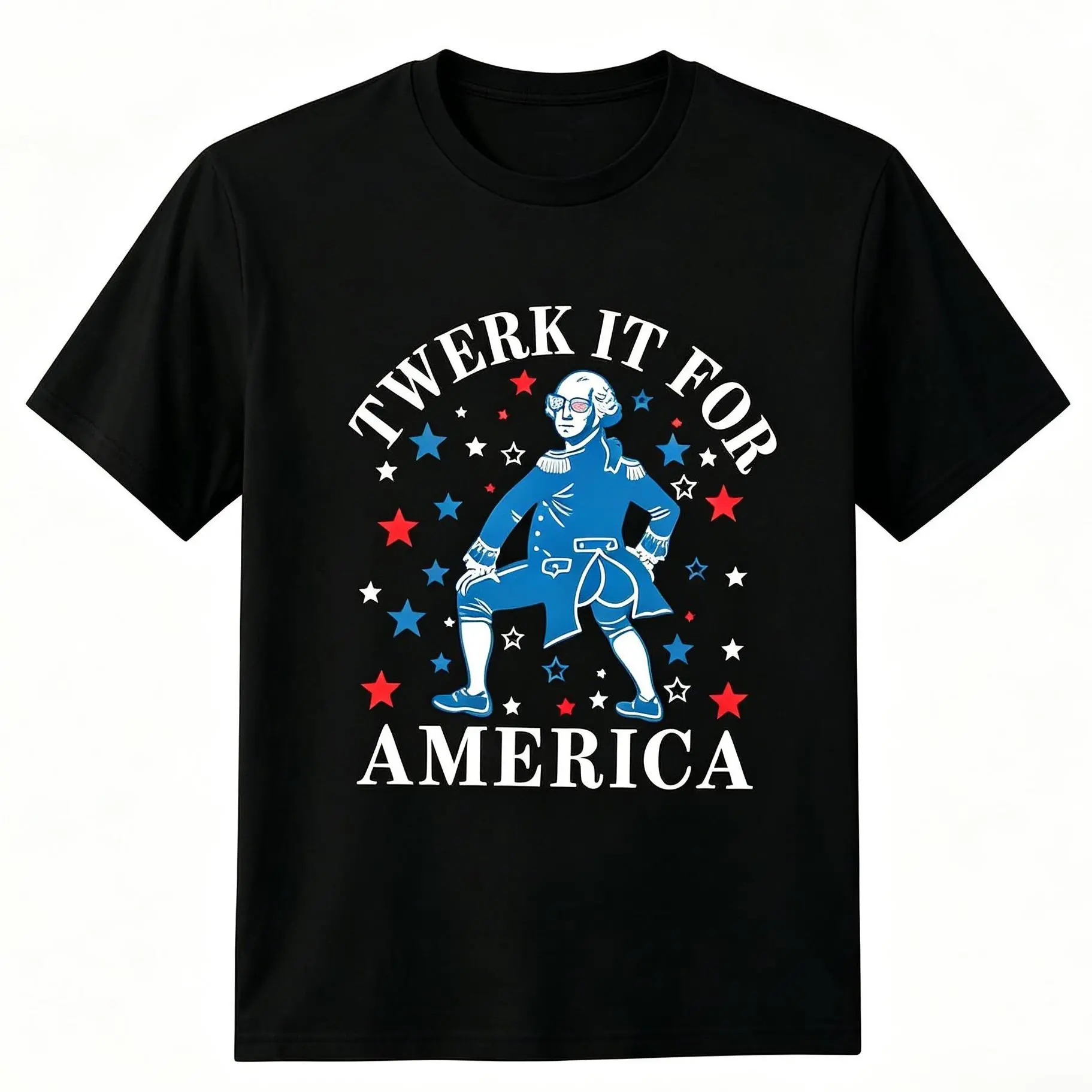 "Twerk It For America" Funny Patriotic Adult Humor 4th Of July Unisex , 100% Cotton Patriotic Casual Tee Top Menswear Soft good graphic gift t-shirt independence day