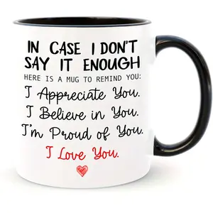 11 Oz Ceramic I Love You Coffee Mug for Men Women, Romantic Tea Cup for Valentines Day, Birthday, Anniversary, Christmas Gift