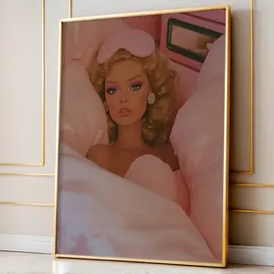 Pink Doll Poster, Above Bed Wall Art, Fashion Doll Wall Art, Glam Room Decor, Beauty Sleep Digital Download