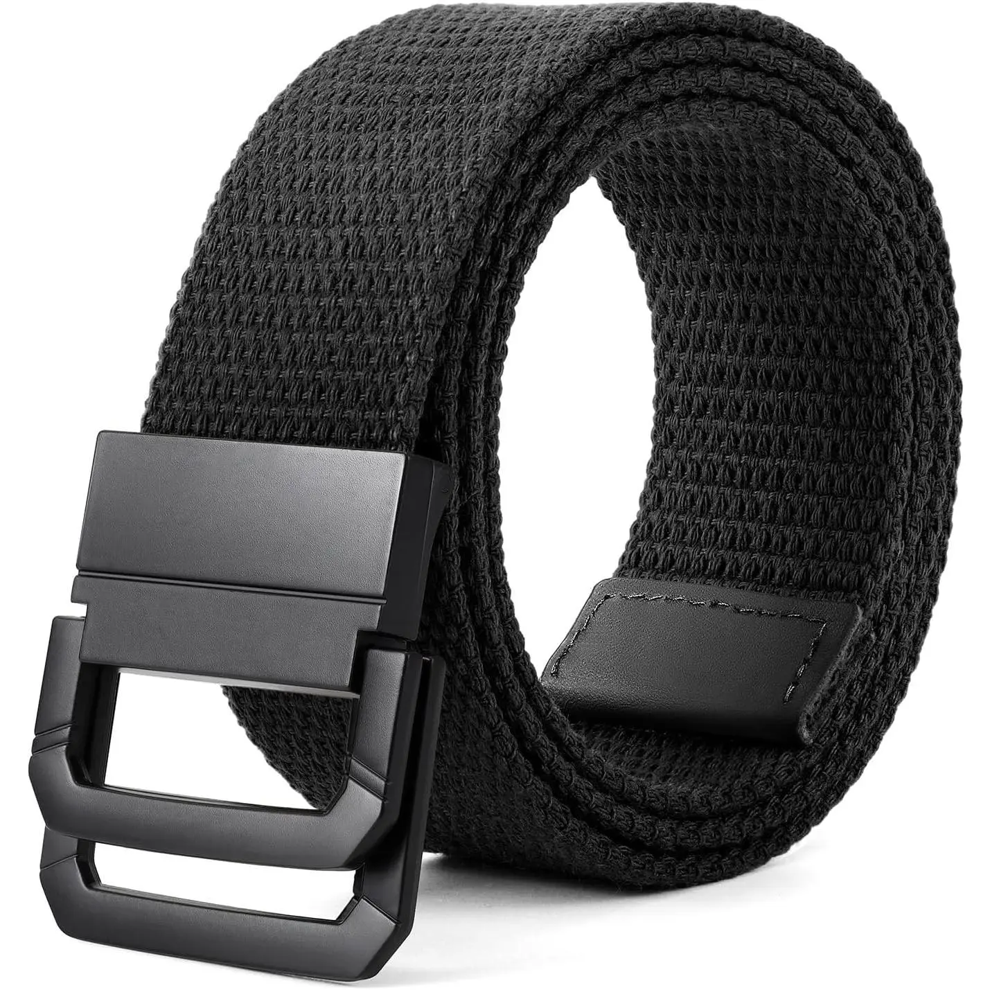 Canvas Belt with Double Ring Buckle, Fabric Web Belt for Women Men Double Ring for Outdoor & Casual Wear