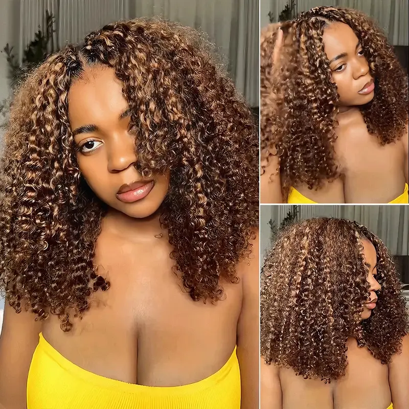 Mscoco Highlight Burmese Curly Feather Crochet Human Hair Extensions 4/30/27 Highlight PreSeparated Reusable Human Hair Extensions Miracle Knots Boho Knotless Braids Kinky Curly Braiding Hair Budget Friendly Summer Wig #Sohochic