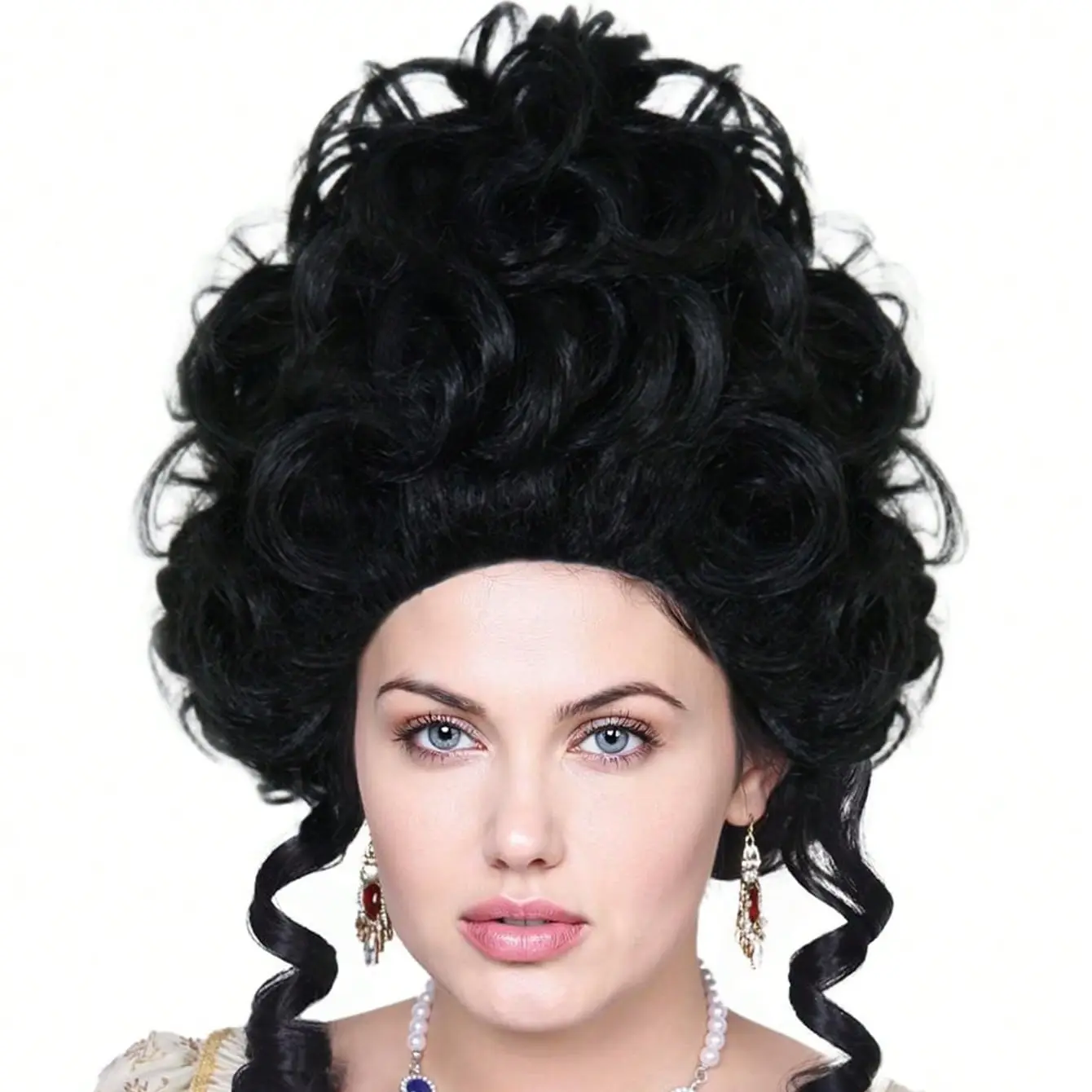 18th Century Colonial Lady Cosplay Wig Queen Style Curly Wavy Short Blonde Wig Palace/Noblewoman Princess Wig, Queen Beehive Wig Synthetic Wig with Multiple Color Options: Golden, Silvery, Pink, Brown, Red, Black, Theatrical Performance, Historical Costum